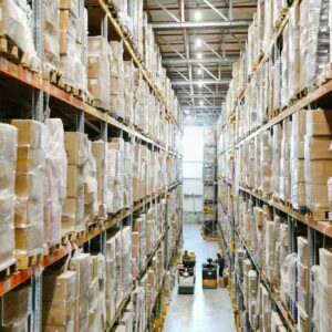 Boxes on Shelves inside a Warehouse
